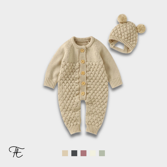 Autumn Baby Rompers Solid Long Sleeve Knitted Newborn